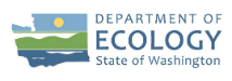 Contour of Washington State as a logo with Department of Ecology text